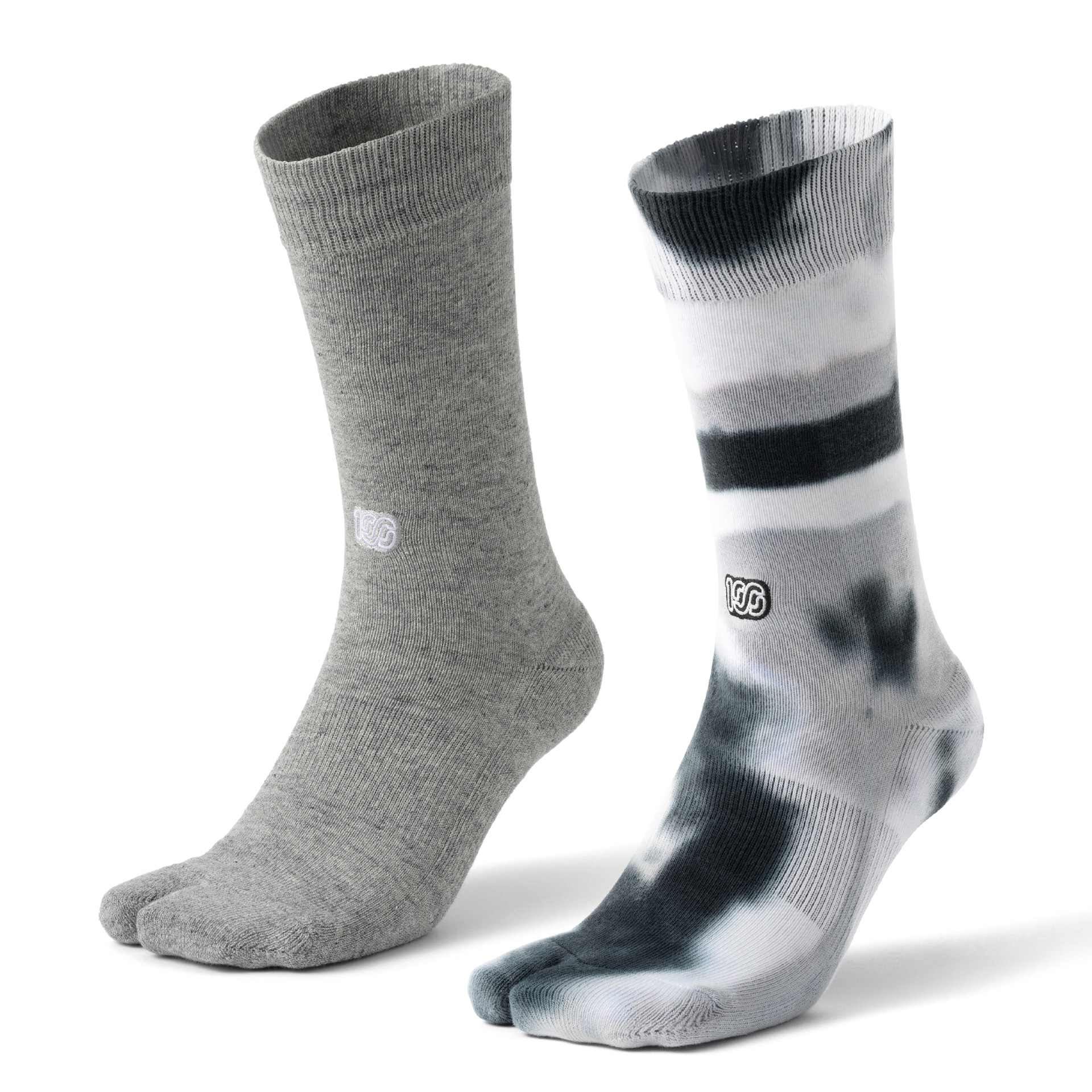 NODAL x 100A SOCKS "TIE-DYE & HEATHER GREY" SET